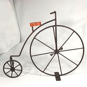 Vtg. Metal Sculpture High Wheel Bike